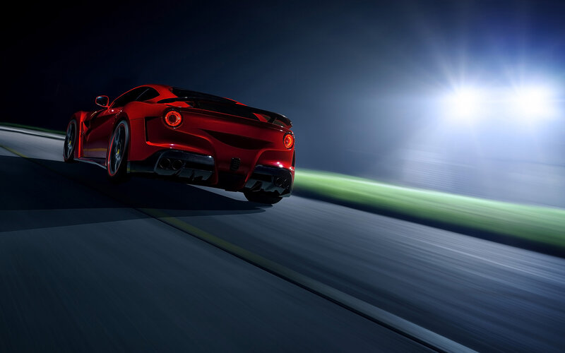 Red Sports Car on Track — Dramatic, Night, 3d Render