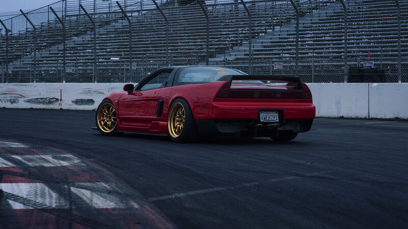Red Sports Car on Track — Dramatic, Night, Photograph