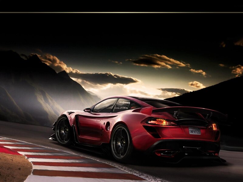 Red Sports Car on Track — Dramatic, Sunset, Digital Art