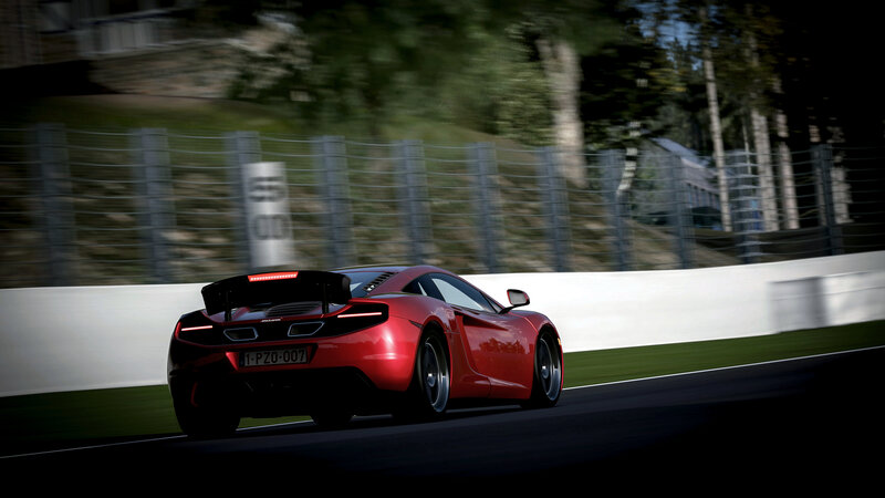 Red Sports Car on Track — Dynamic, Afternoon, 3d Render, Race Track, Fence