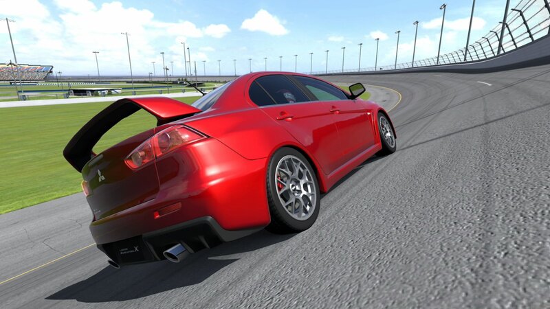 Red Sports Car on Track — Dynamic, Afternoon, 3d Render, Race Track, Stadium