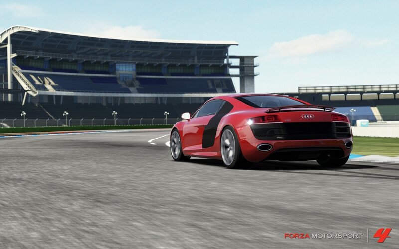 Red Sports Car on Track — Dynamic, Afternoon, 3d Render