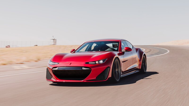 Red Sports Car on Track — Dynamic, Afternoon, Photograph, Driver, Dirt
