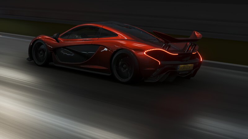 Red Sports Car on Track — Dynamic, Night, 3d Render