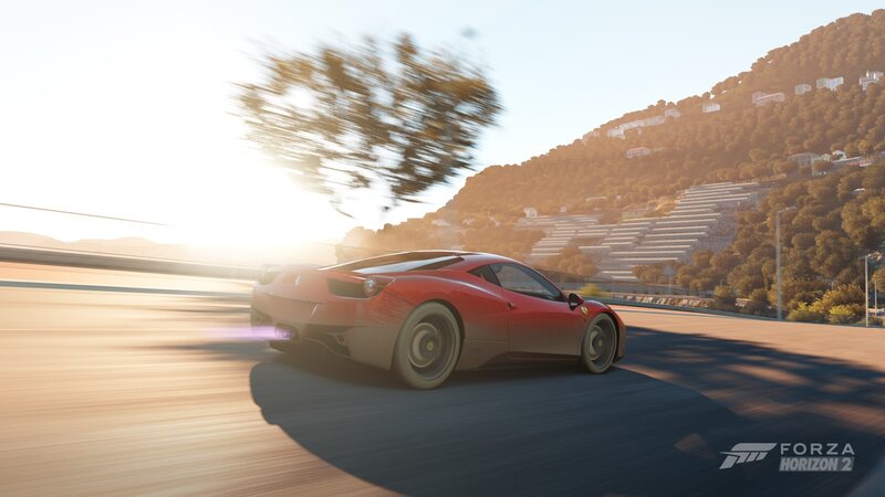 Red Sports Car on Track — Dynamic, Sunset, 3d Render