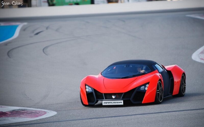 Red Sports Car on Track — Dynamic