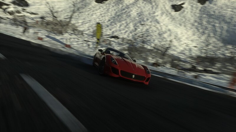 Red Sports Car on Track — Dynamic, Winter