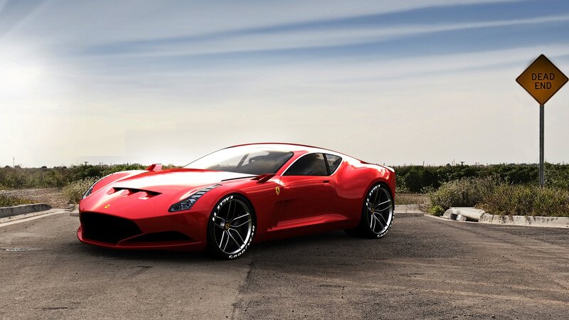 Red Sports Car — Open, Afternoon, 3d Render