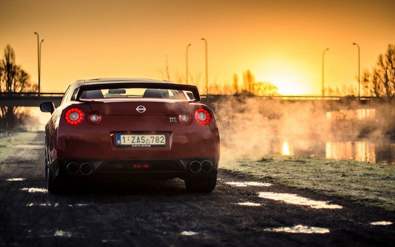 Red Sports Car — Orange, Dramatic, Sunset