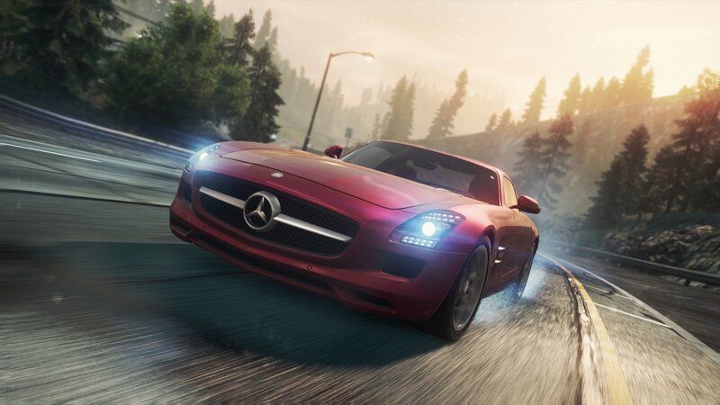 red sports car racing