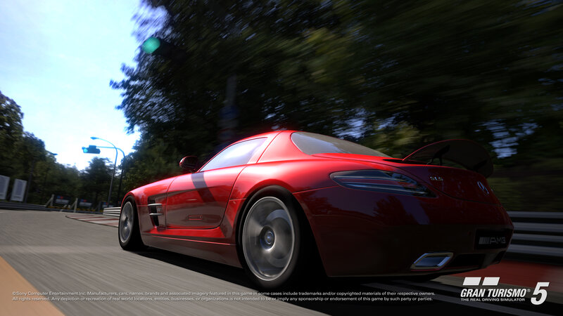 Red sports car racing