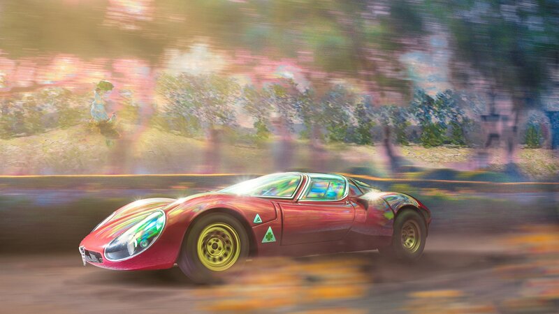 Red Sports Car Racing — Dynamic, Sunset