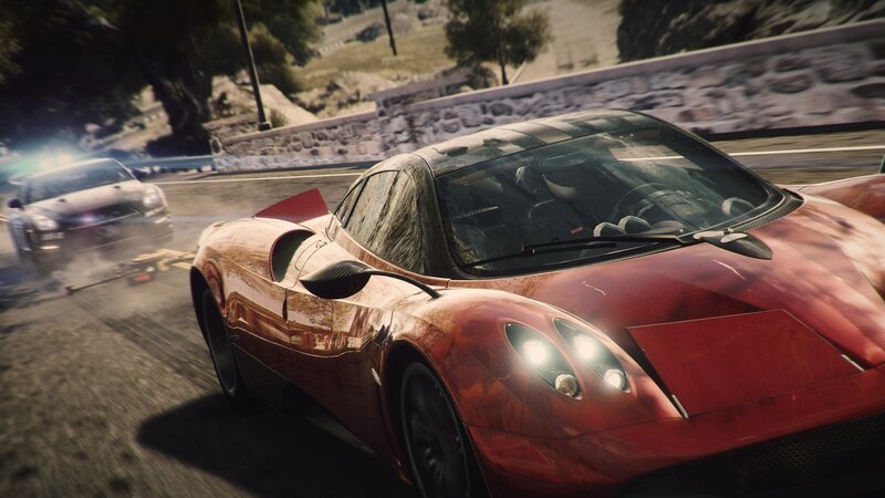 Red sports car racing on track