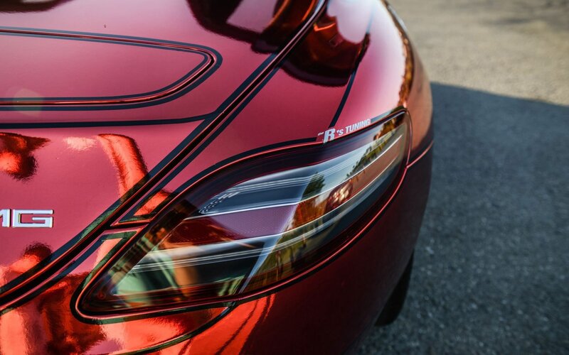 red sports car rear detail