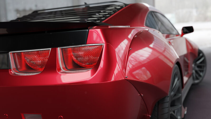 Red Sports Car Rear — Dramatic, 3d Render, Taillights