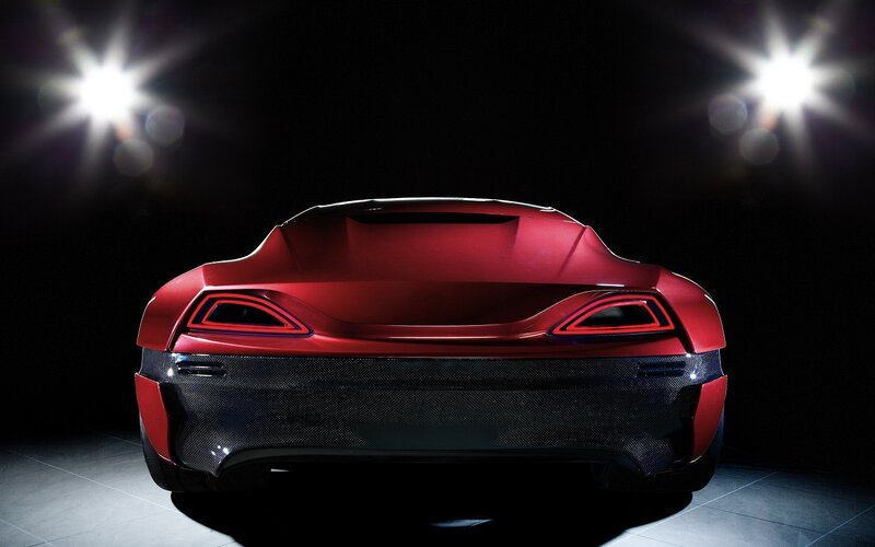 Red Sports Car Rear — Dramatic, Photograph, Lights