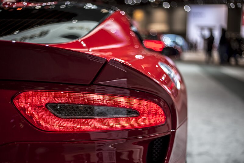 Red Sports Car Rear — Dramatic, Photograph