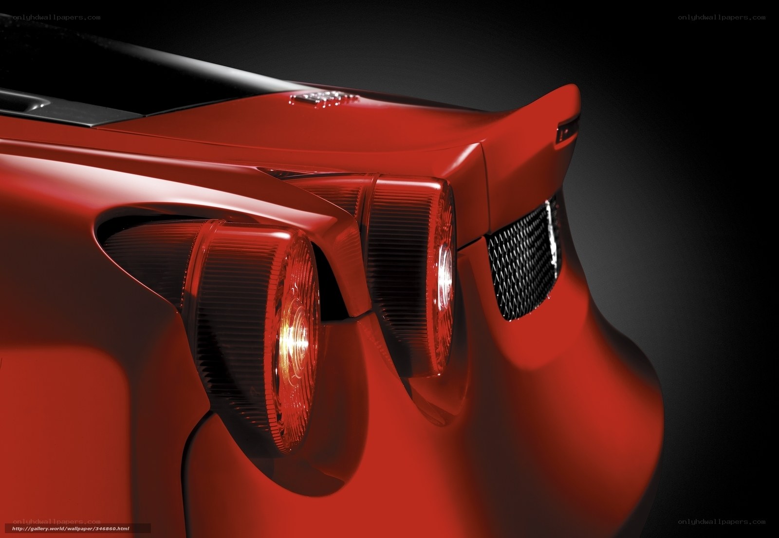 red sports car rear view