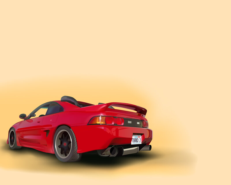 Red sports car rear view