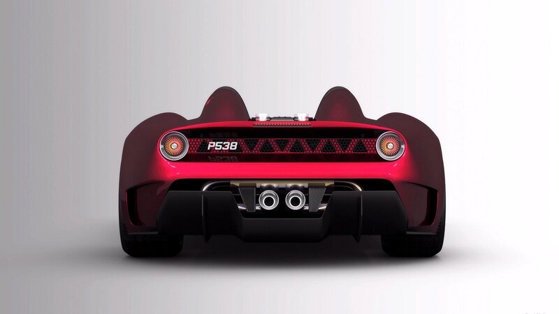 red sports car rear view
