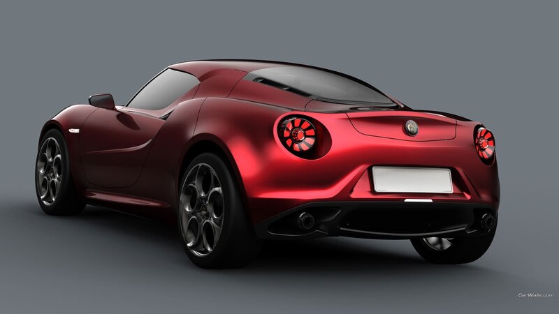red sports car rear view