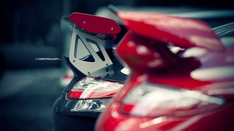 Red sports car rear view