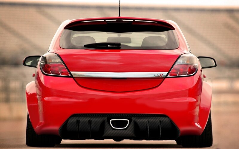 red sports car rear view
