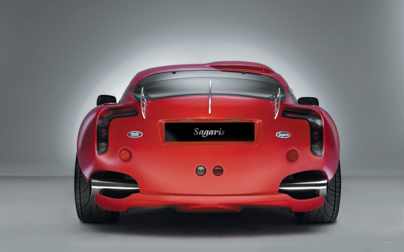 red sports car rear view