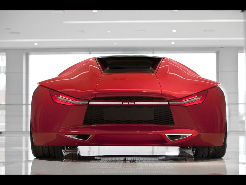 Red sports car rear view