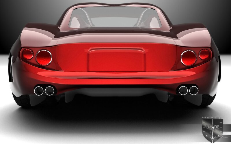 red sports car rear view
