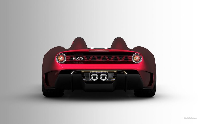 red sports car rear view