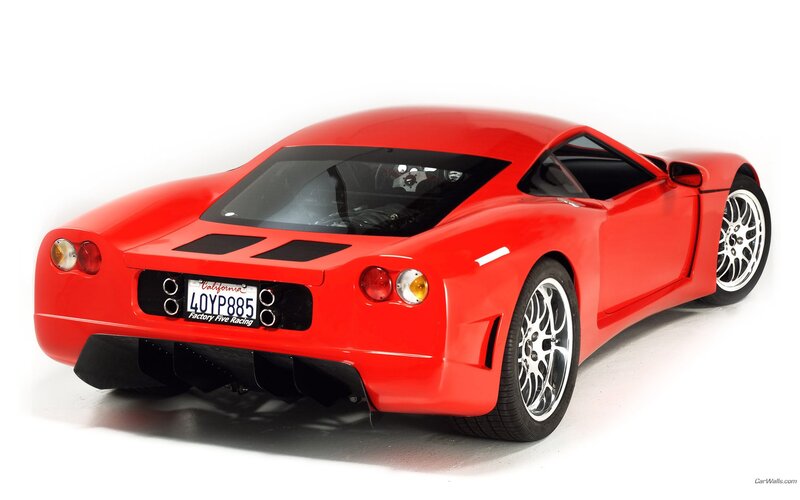 red sports car rear view