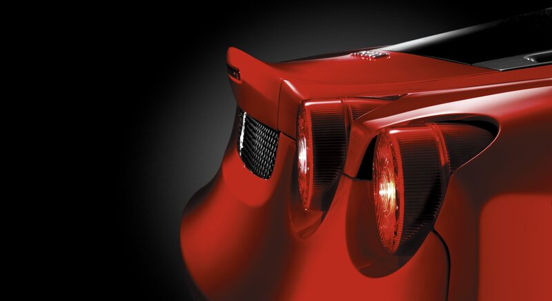 red sports car rear view