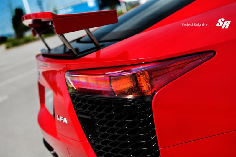 red sports car rear view