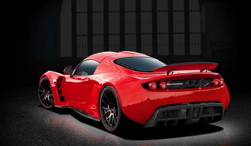 red sports car rear view