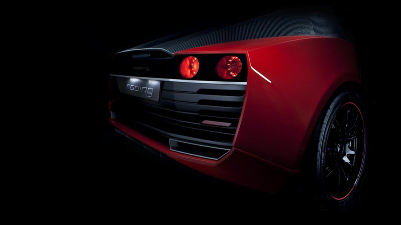 red sports car rear view