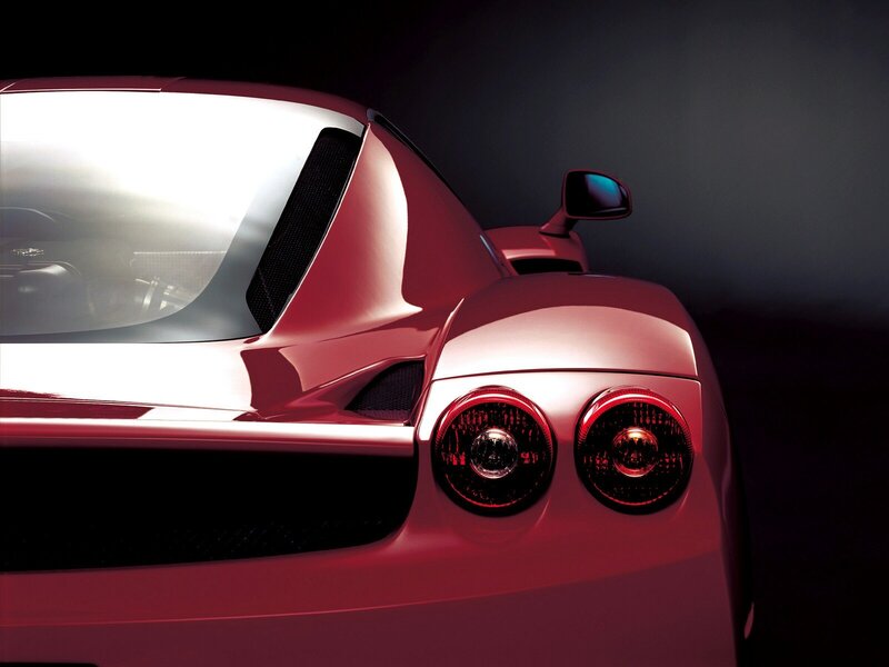 red sports car rear view
