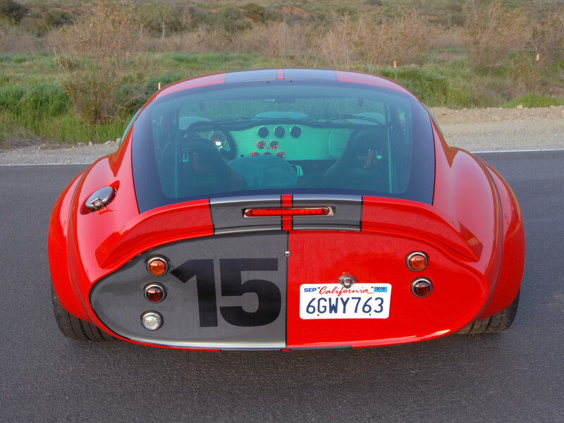 red sports car rear view