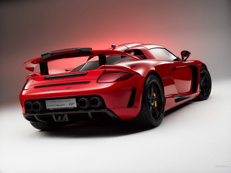 red sports car rear view