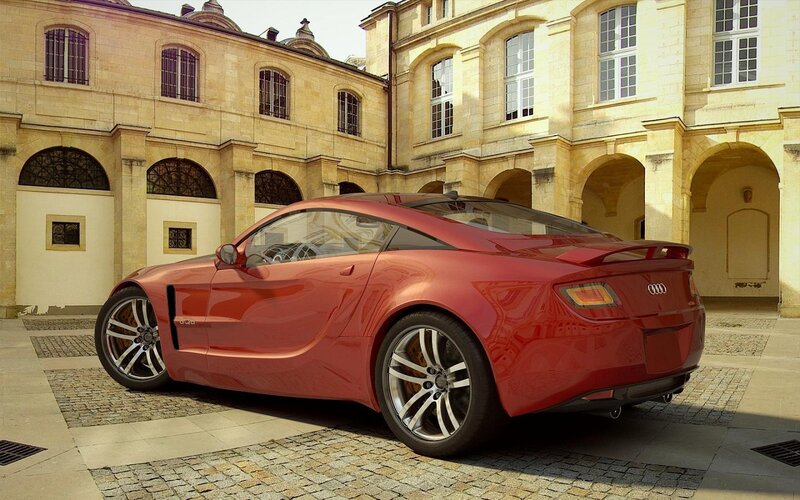 Red Sports Car — Serene, Afternoon, 3d Render