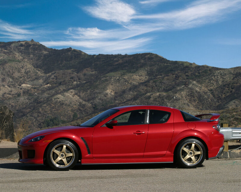 Red Sports Car — Serene, Afternoon, Photograph, Mountains, Sky