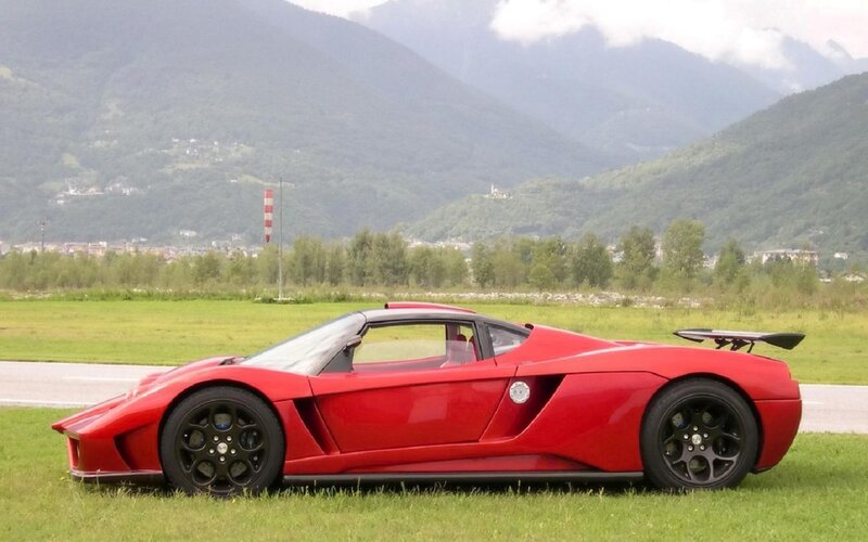 Red Sports Car — Serene, Afternoon, Photograph, Mountains