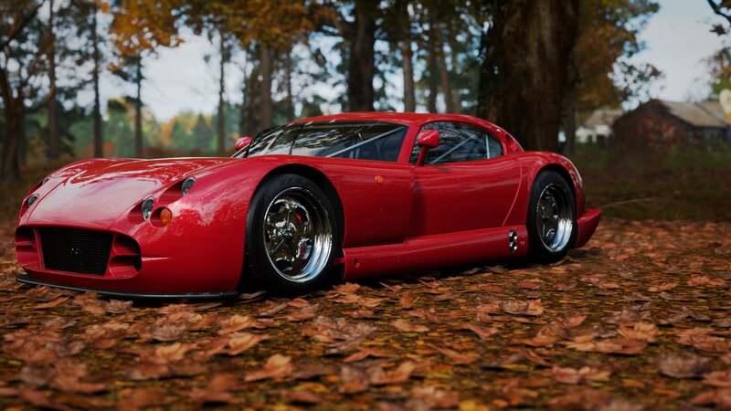 Red Sports Car — Serene, Autumn, 3d Render