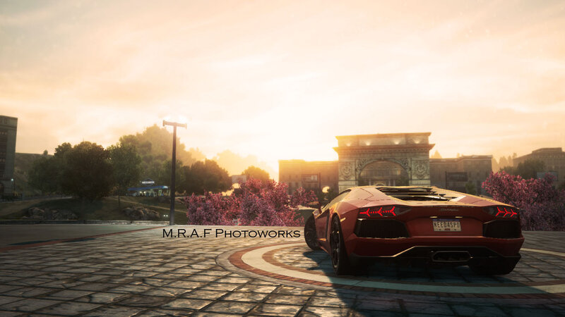 Red Sports Car — Serene, Sunset, 3d Render, Archway