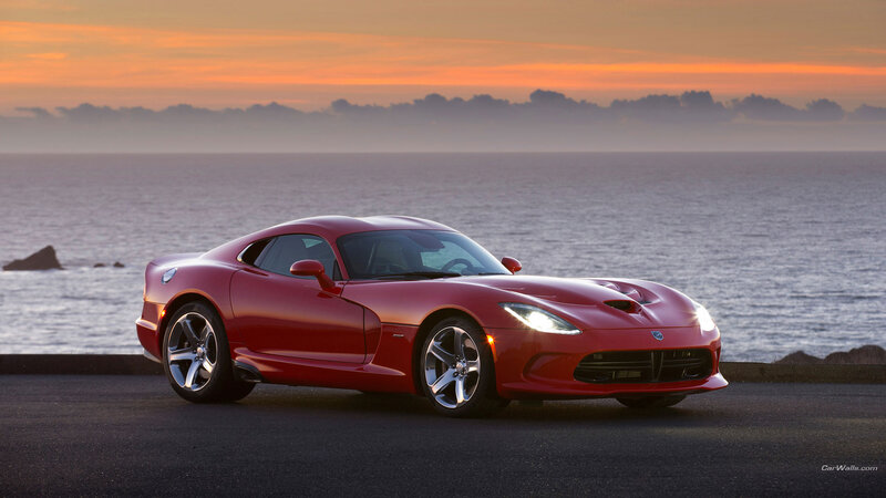 Red Sports Car — Serene, Sunset, Photograph, Ocean