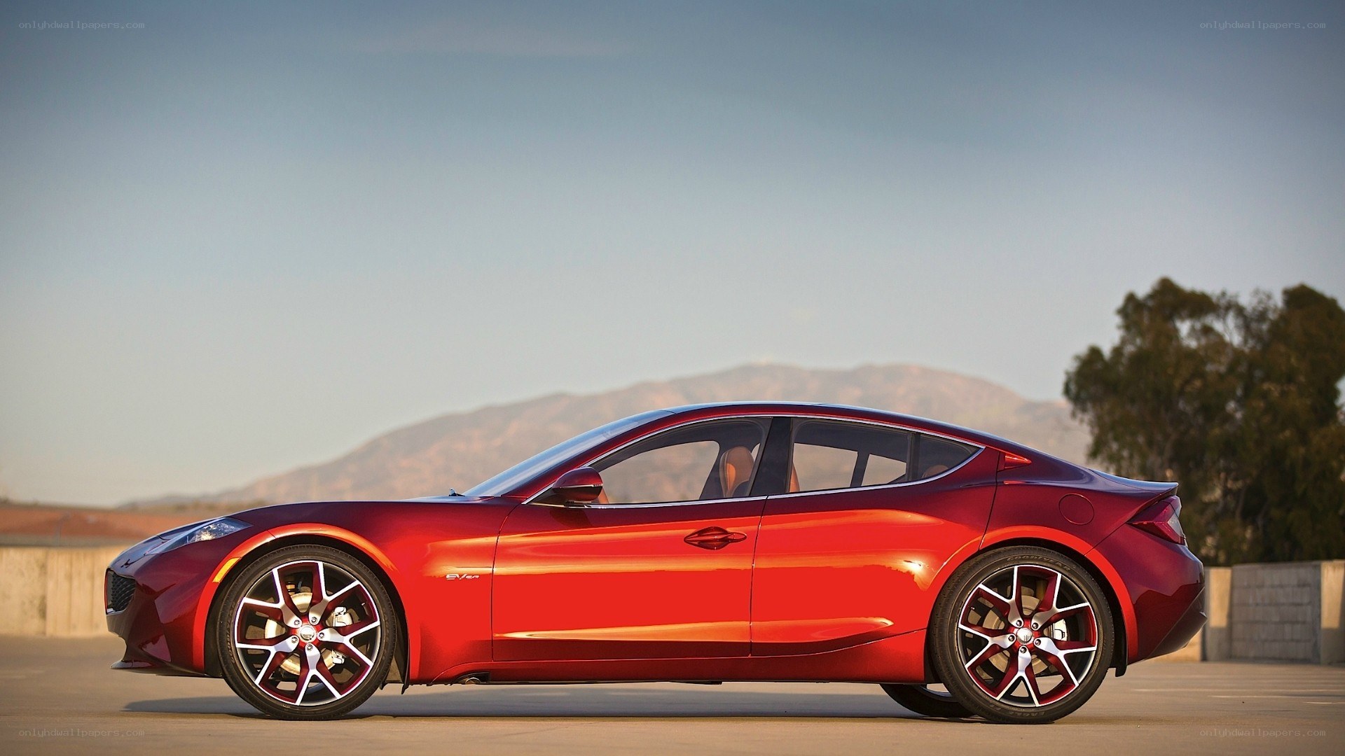 red sports car side profile