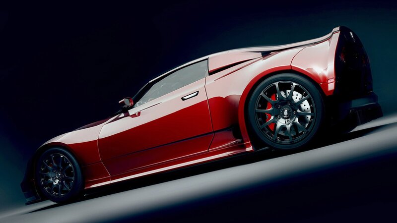 red sports car side profile