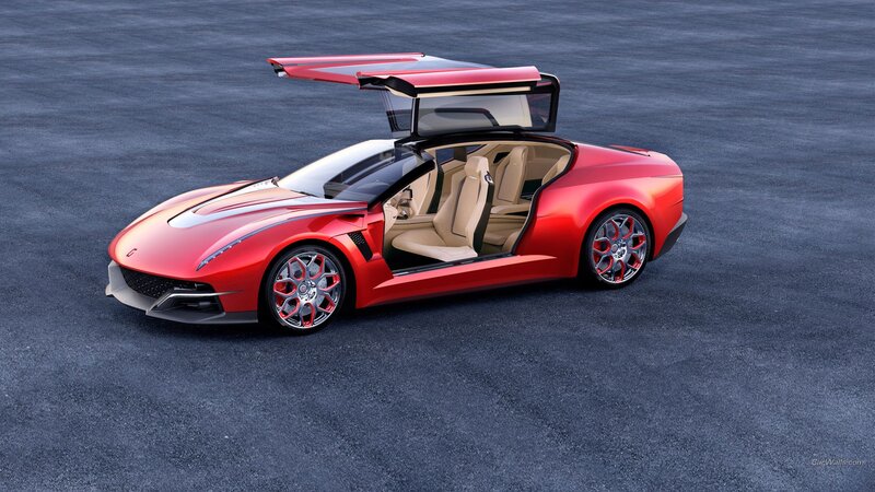 Red Sports Car — Sleek, 3d Render, Beige Interior