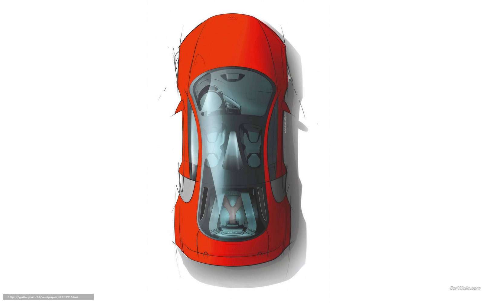 Red sports car top view