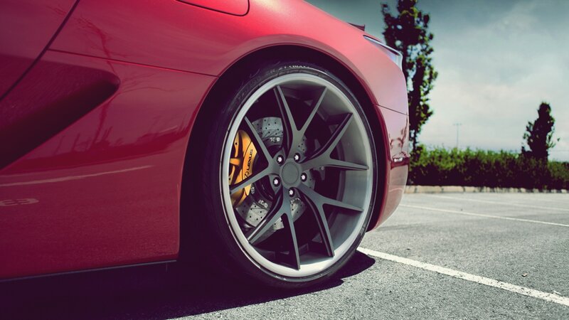 red sports car wheel